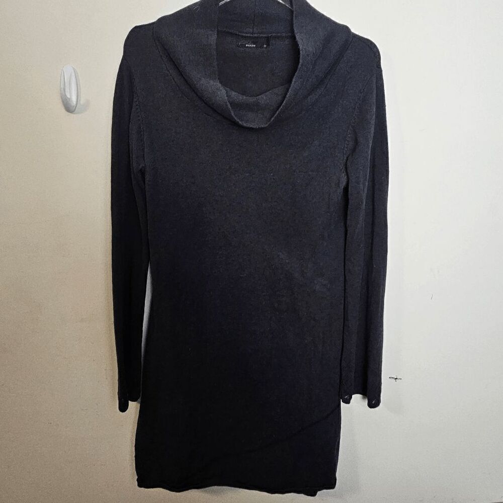 PrAna Mock Neck Long Sleeve Cotton Wool Mini Dress Women's Black Size Medium